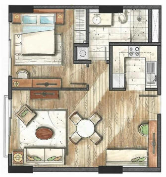 1 bedroom floor plan 